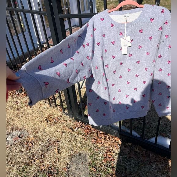 KULE Oversized All Over Hearts Sweatshirt NWT - Picture 8 of 10